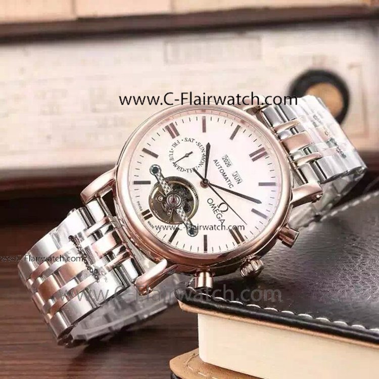 Copy Omega Speedmaster 2-Tone Rose Gold Tourbillon Watch